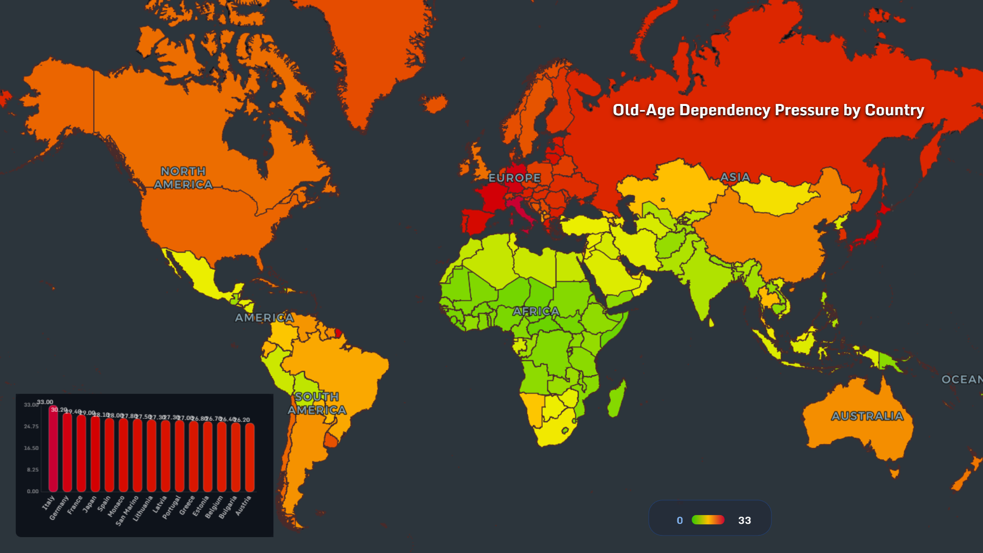 Old age dependency ratio map